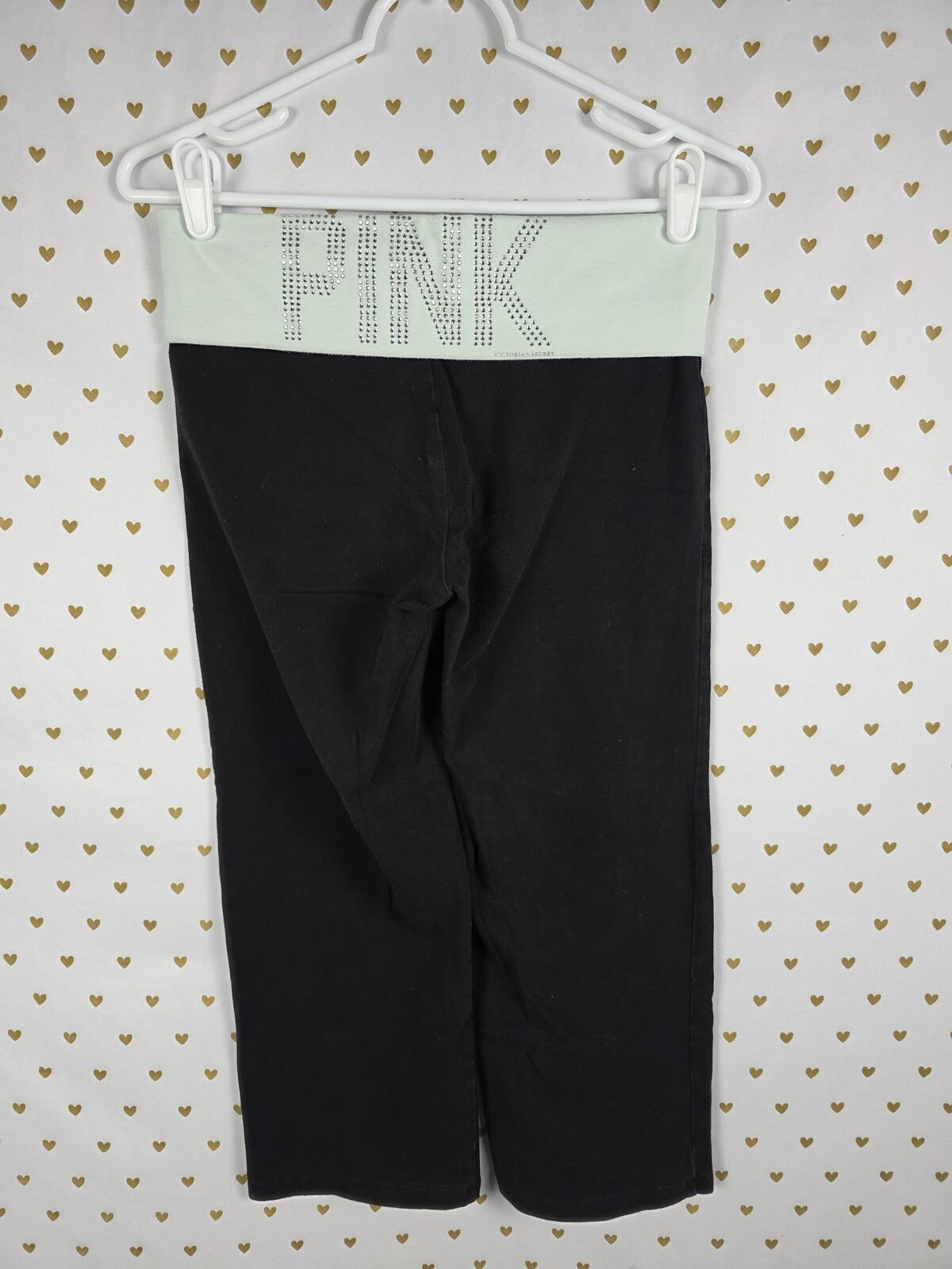 Victorias Secret PINK BLING STUDDED FOldover Yoga Pants Capri SMALL
