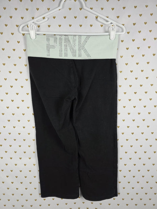 Victorias Secret PINK BLING STUDDED FOldover Yoga Pants Capri SMALL