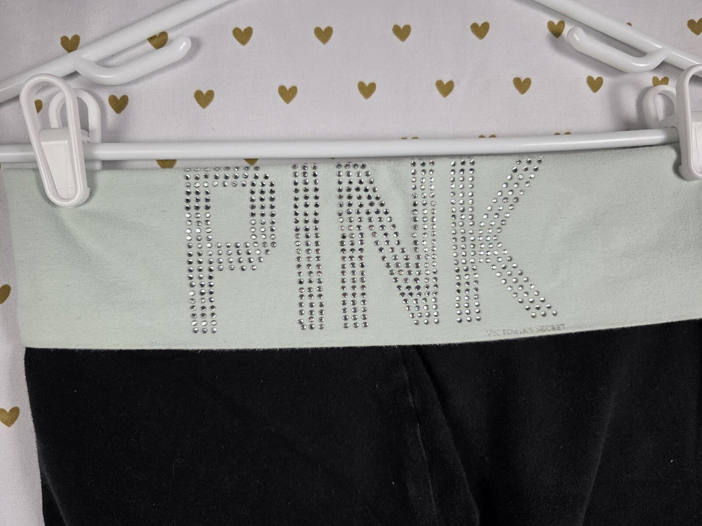 Victorias Secret PINK BLING STUDDED FOldover Yoga Pants Capri SMALL