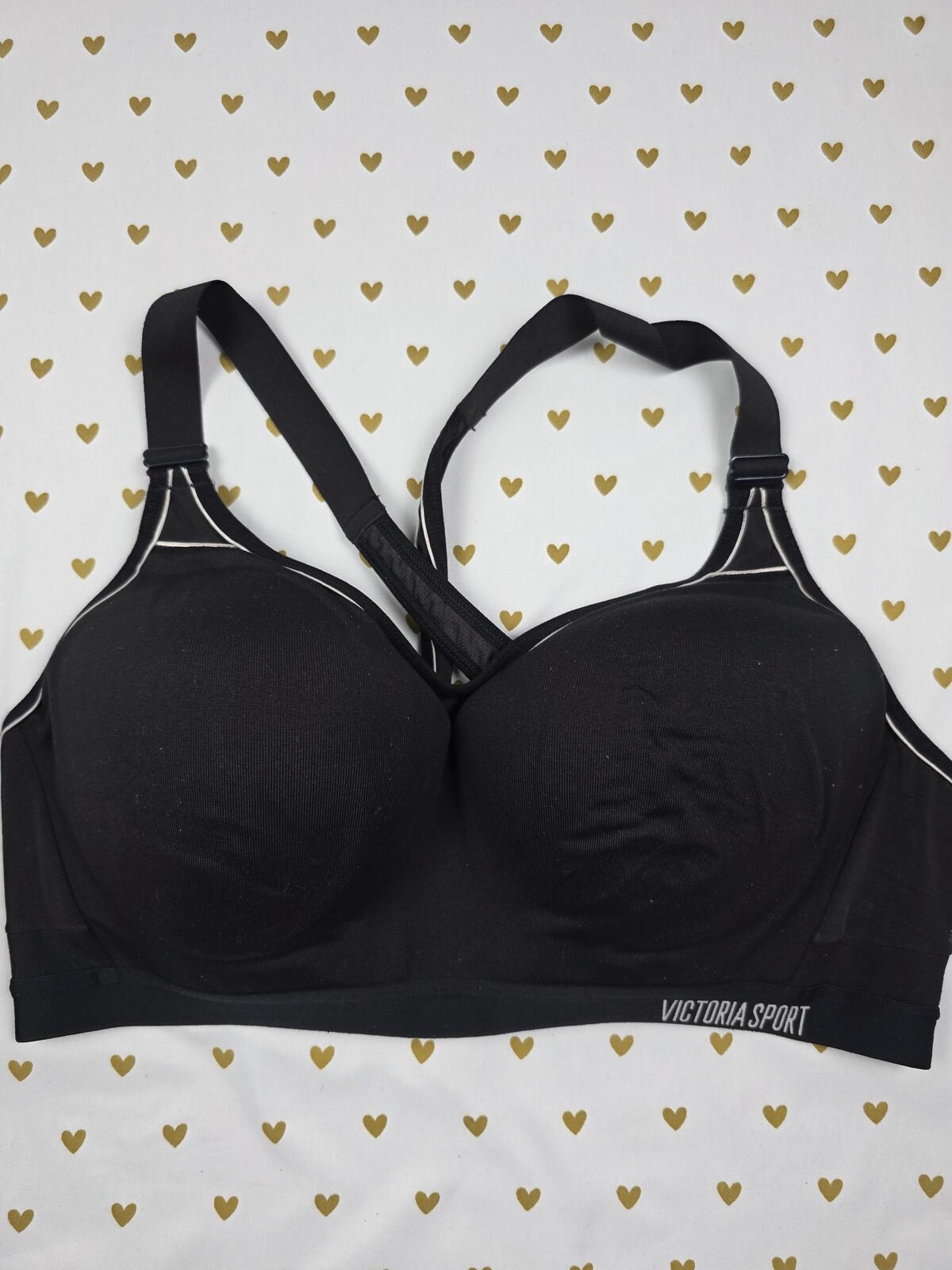 Victorias Secret SPORT Black Exercise Sports Bra Support Tank Top INCREDIBLE 38D