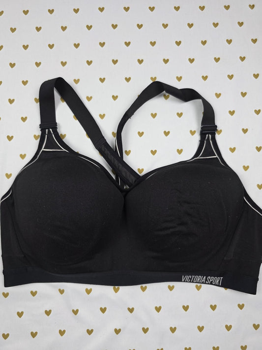 Victorias Secret SPORT Black Exercise Sports Bra Support Tank Top INCREDIBLE 38D