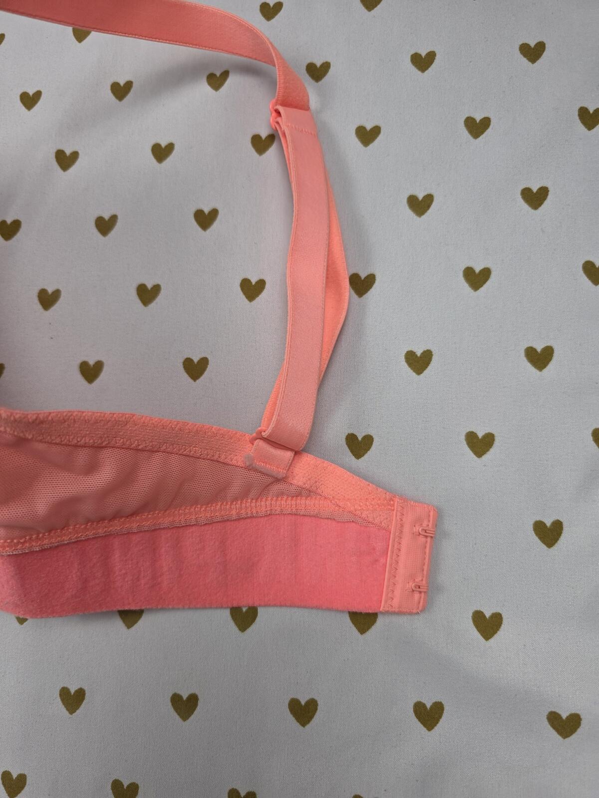 Victorias Secret Neon PINK Logo Strap 34DD Push Up bra