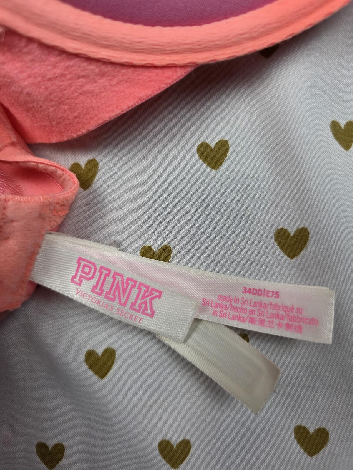 Victorias Secret Neon PINK Logo Strap 34DD Push Up bra