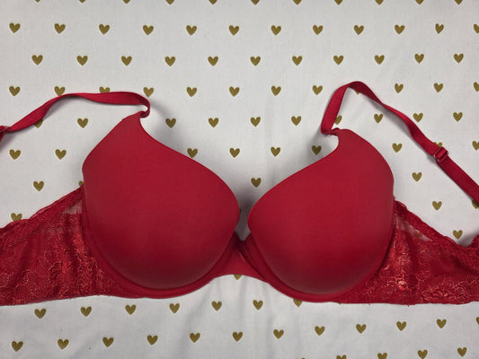 Victorias Secret Red T Shirt Push Up full Coverage Bra 34D