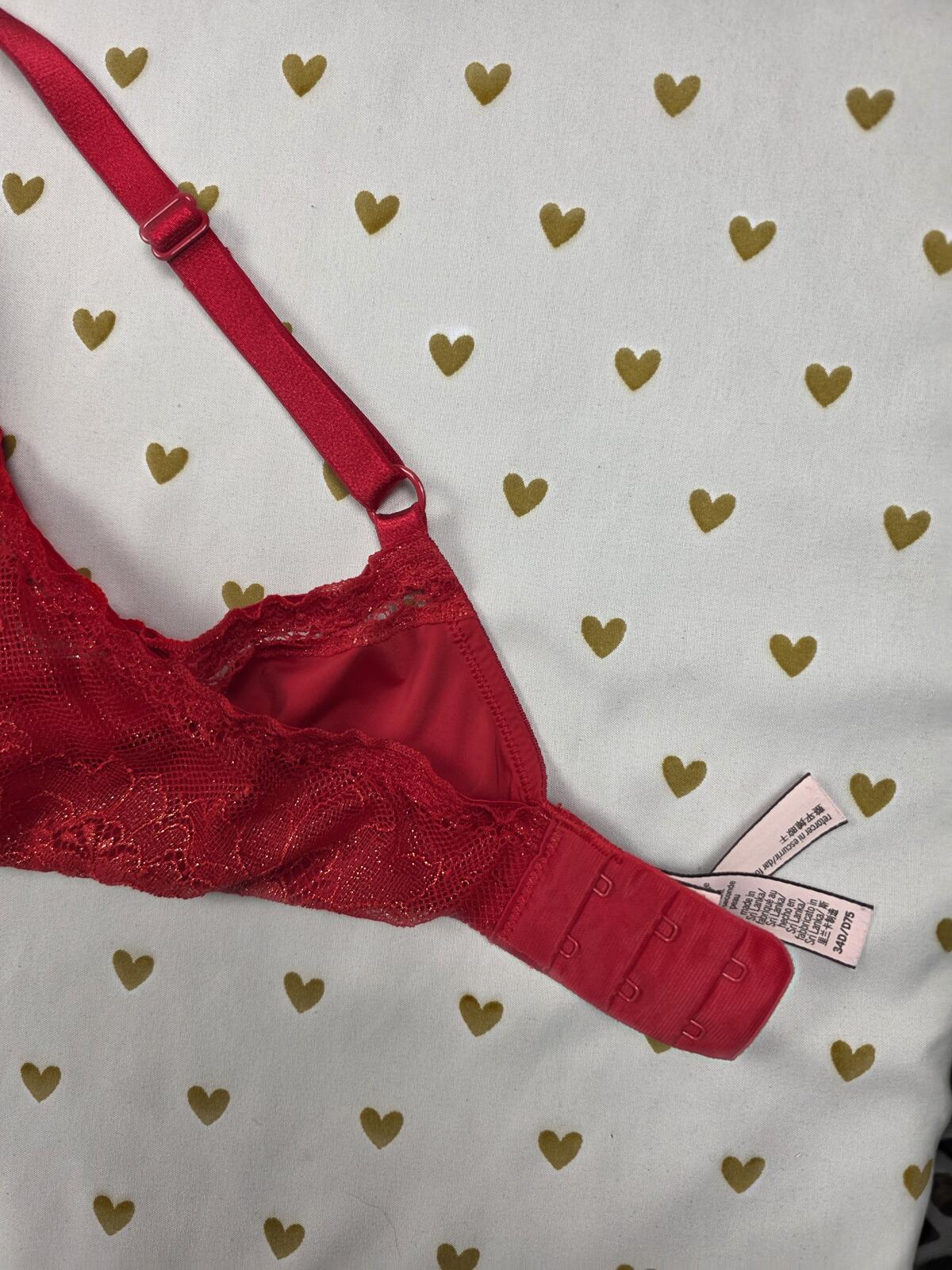 Victorias Secret Red T Shirt Push Up full Coverage Bra 34D