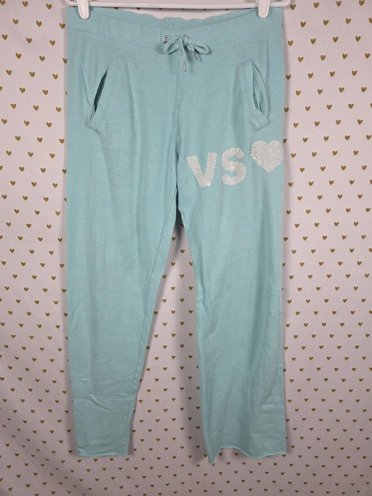 Victorias Secret VS Blue Flare Baggy Sweatpants BLING Sequins Pockets SMALL