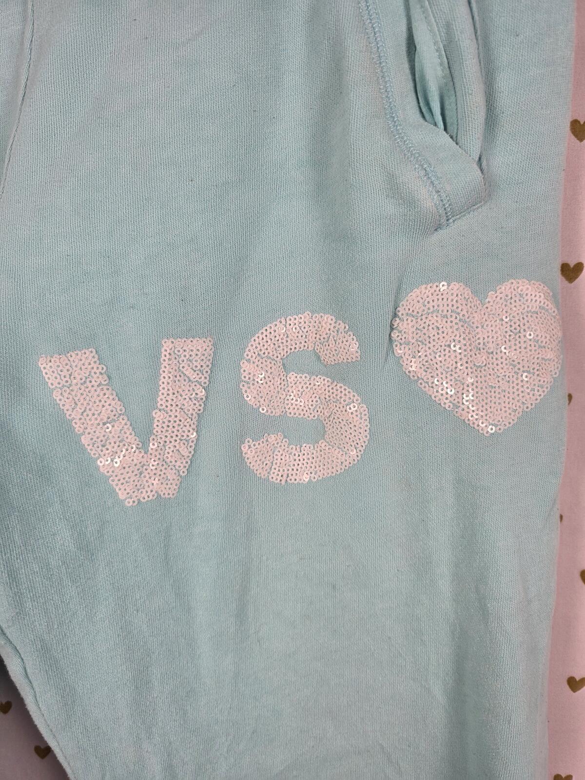 Victorias Secret VS Blue Flare Baggy Sweatpants BLING Sequins Pockets SMALL