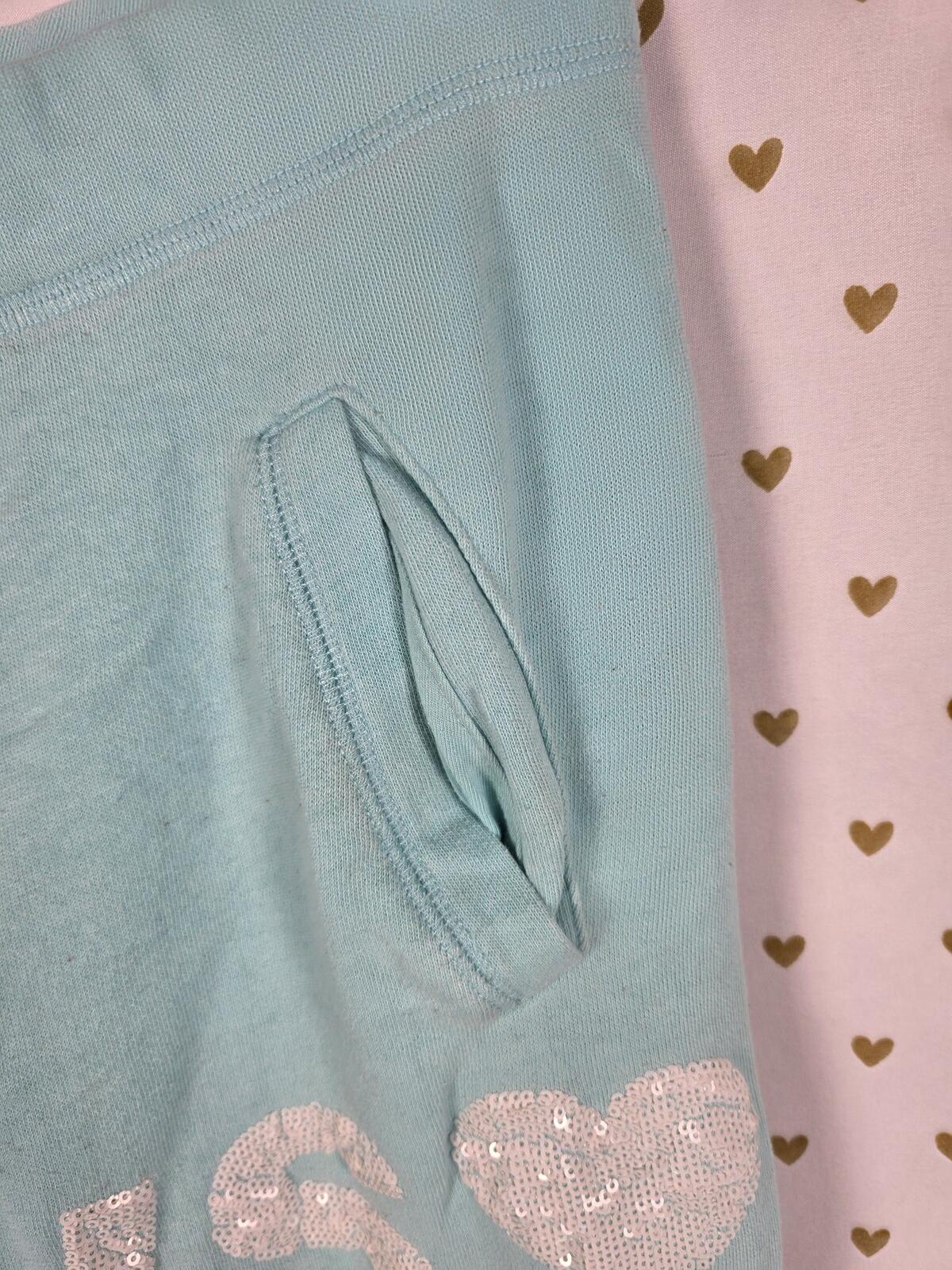 Victorias Secret VS Blue Flare Baggy Sweatpants BLING Sequins Pockets SMALL