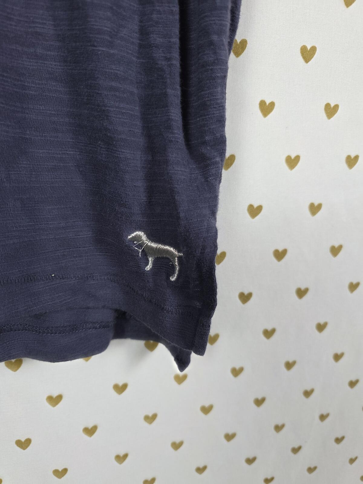 Victorias Secret PINK RAINBOW BLING Dog V Neck Blue tee shirt SMALL