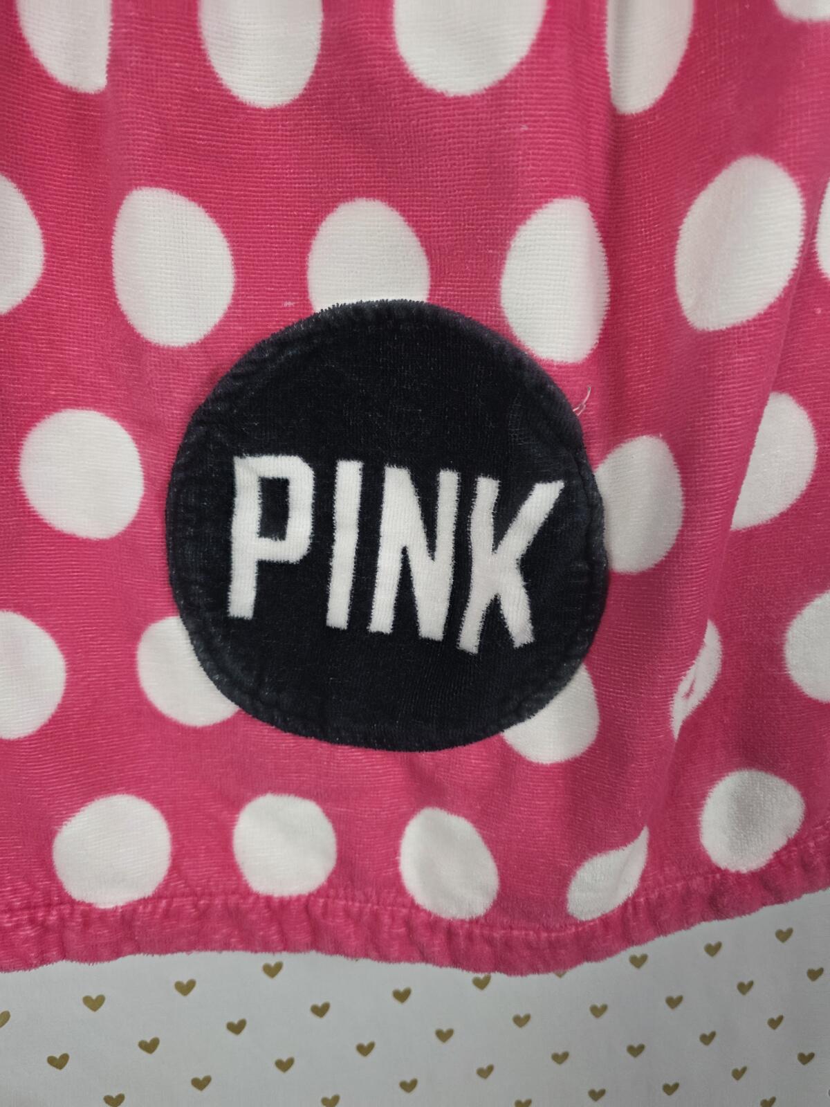 Victorias Secret PINK HTF Polka Dot Wrap Around Towel Bath Cover Up Velcro