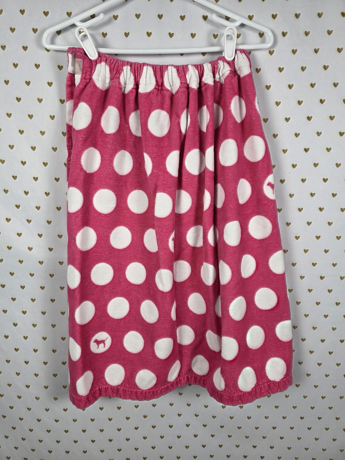 Victorias Secret PINK HTF Polka Dot Wrap Around Towel Bath Cover Up Velcro
