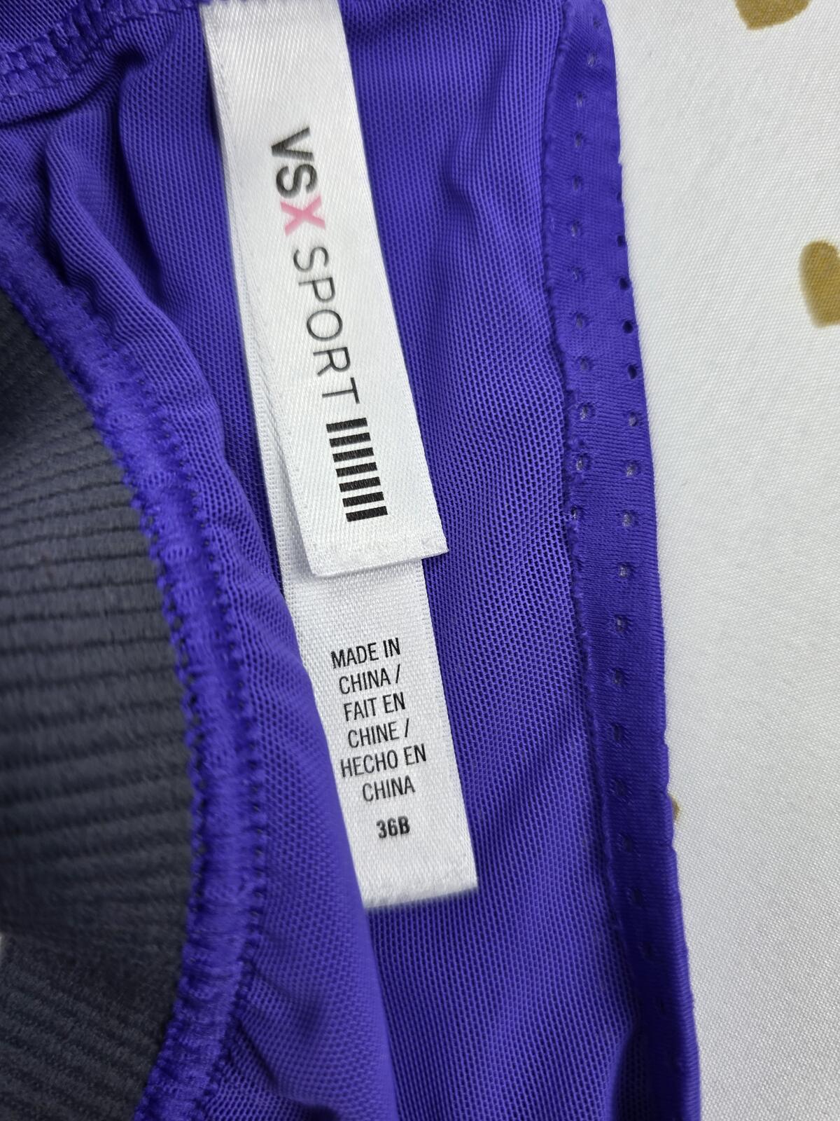 Victorias Secret  Purple Vented Sports Bra Exercise Support Tank Top Active 36B