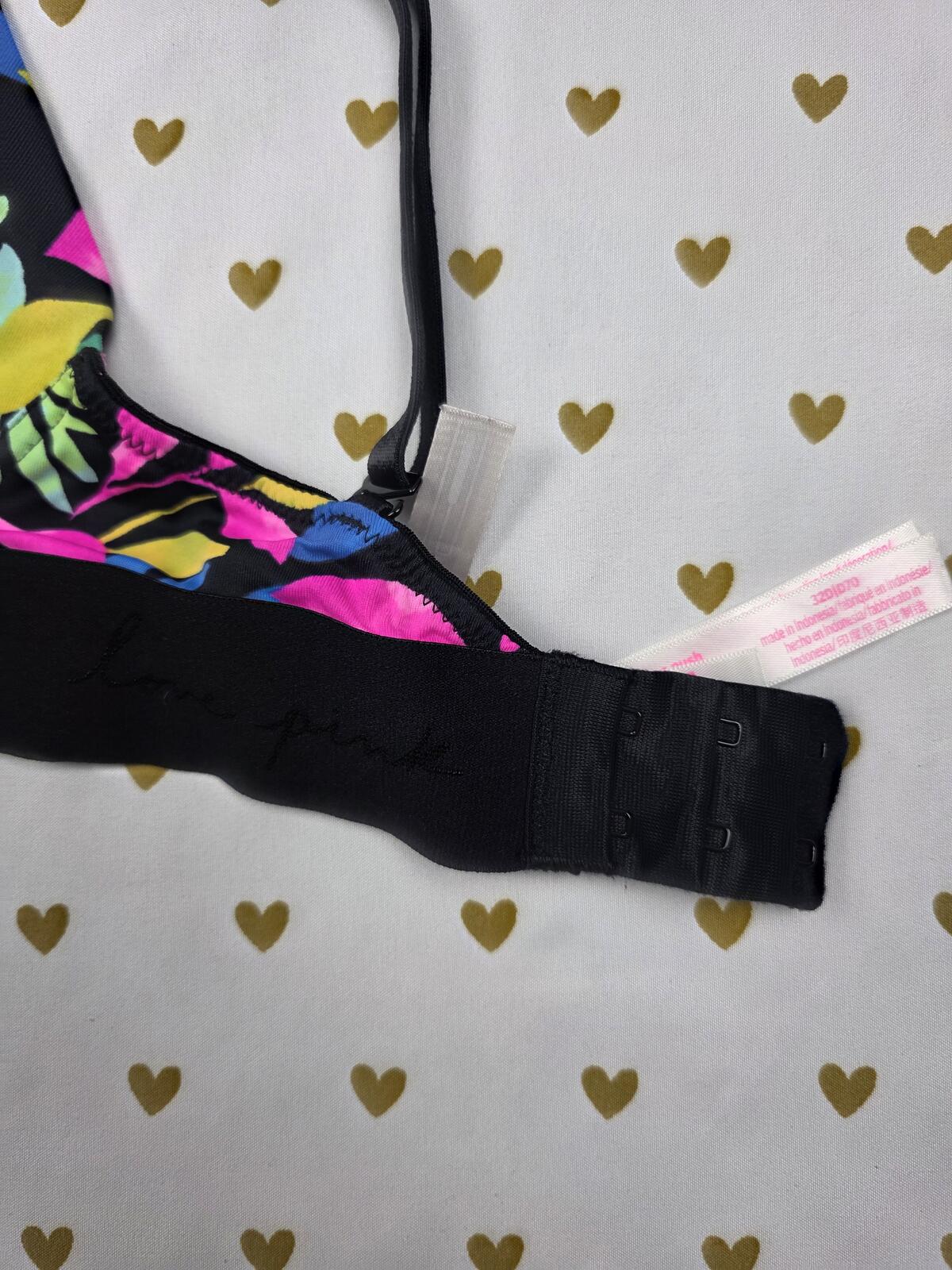 Victorias Secret PINK Floral Hawaiian Wireless NO WIRE Push Up Bra 32D