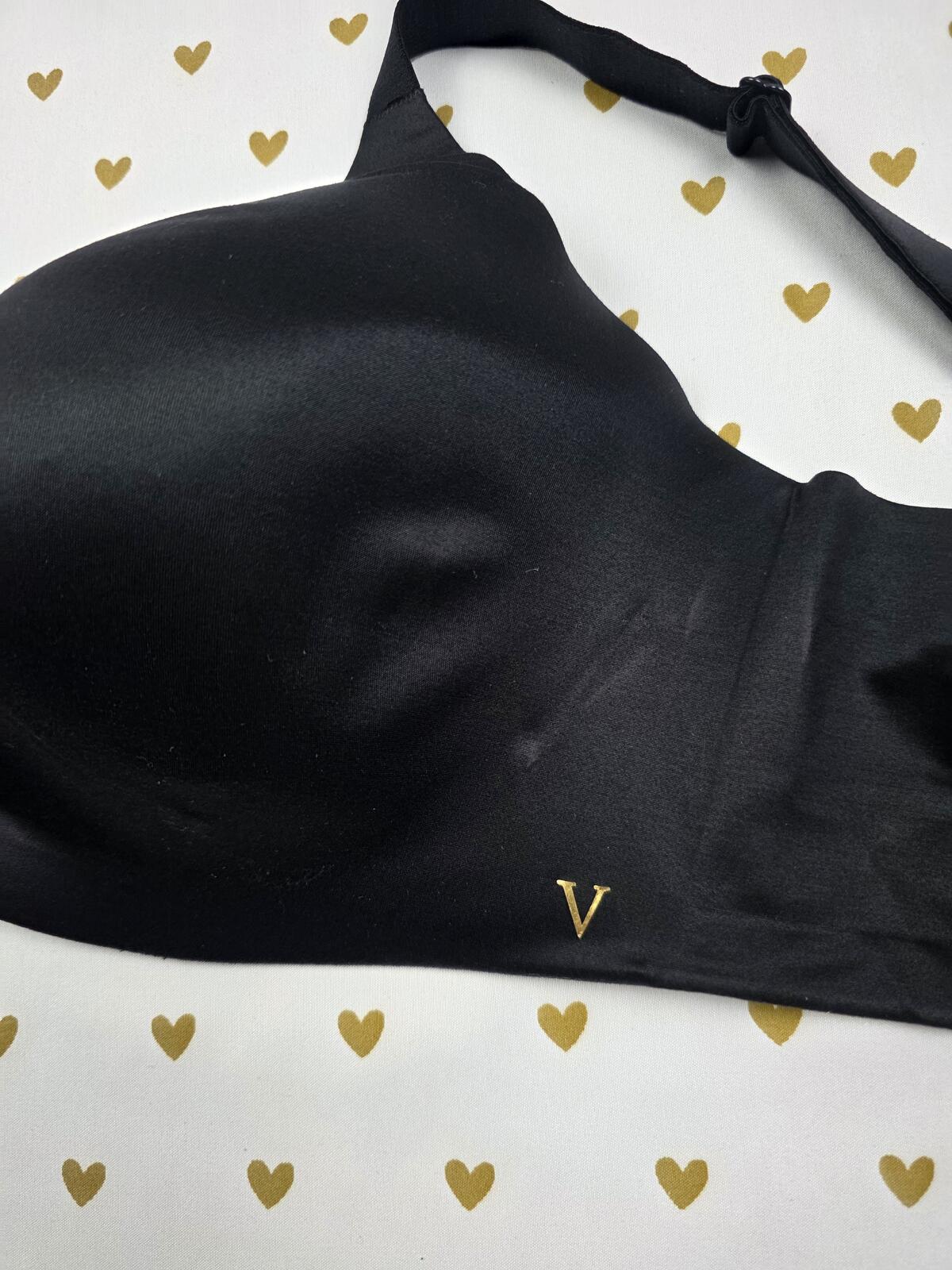 Victorias Secret Black Wireless No Wire Bra Lined Demi Balconette 38D