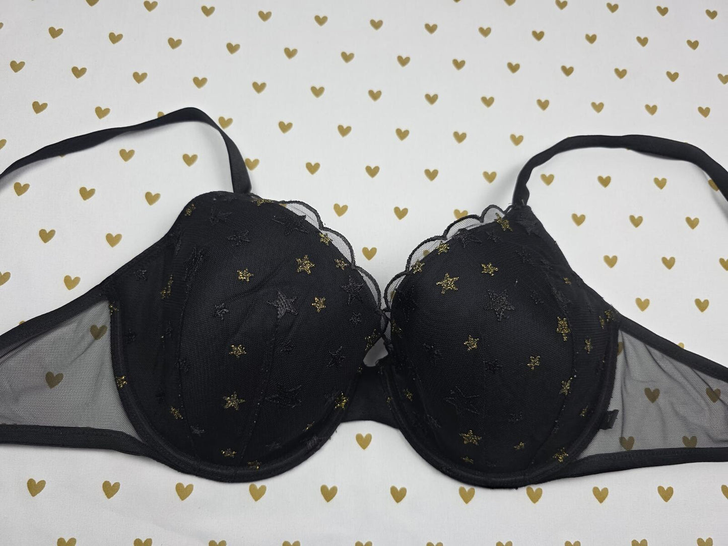 Victorias Secret Sheer Stars Lined Demi Balconette Bra 36D