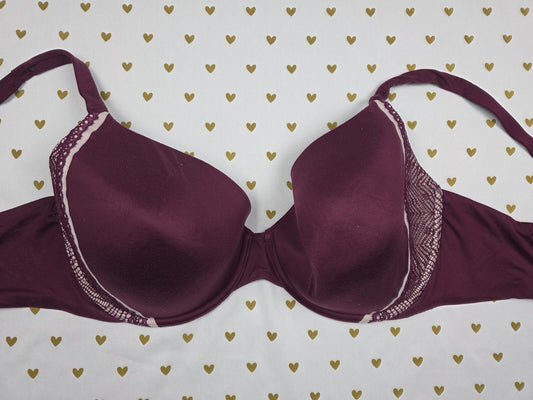 Victoria's Secret Maroon Body By victoria Lined Perfect Coverage Bra 38DDD
