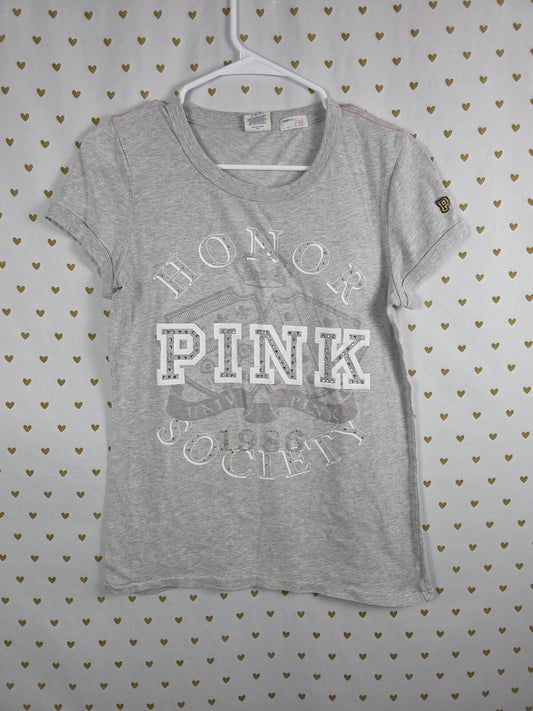 Victorias Secret PINK Vintage Bling Studded Tee shirt LARGE Logo