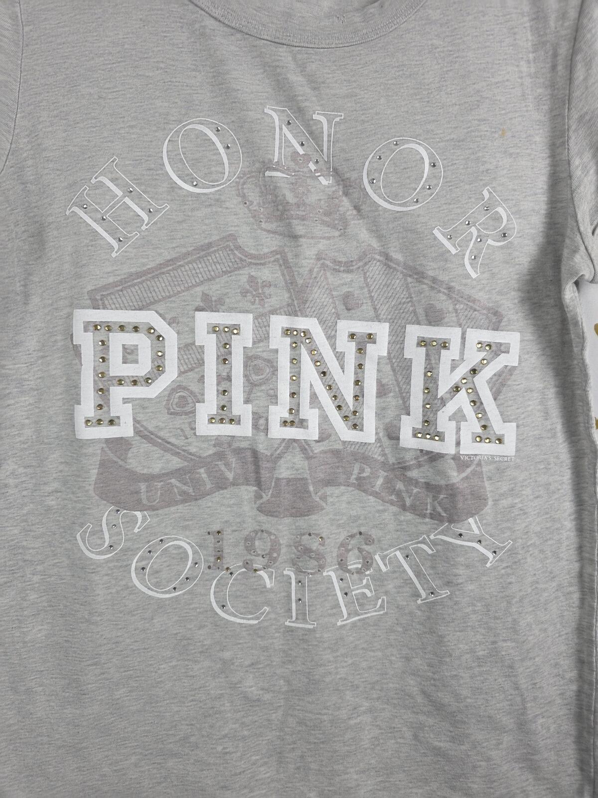 Victorias Secret PINK Vintage Bling Studded Tee shirt LARGE Logo