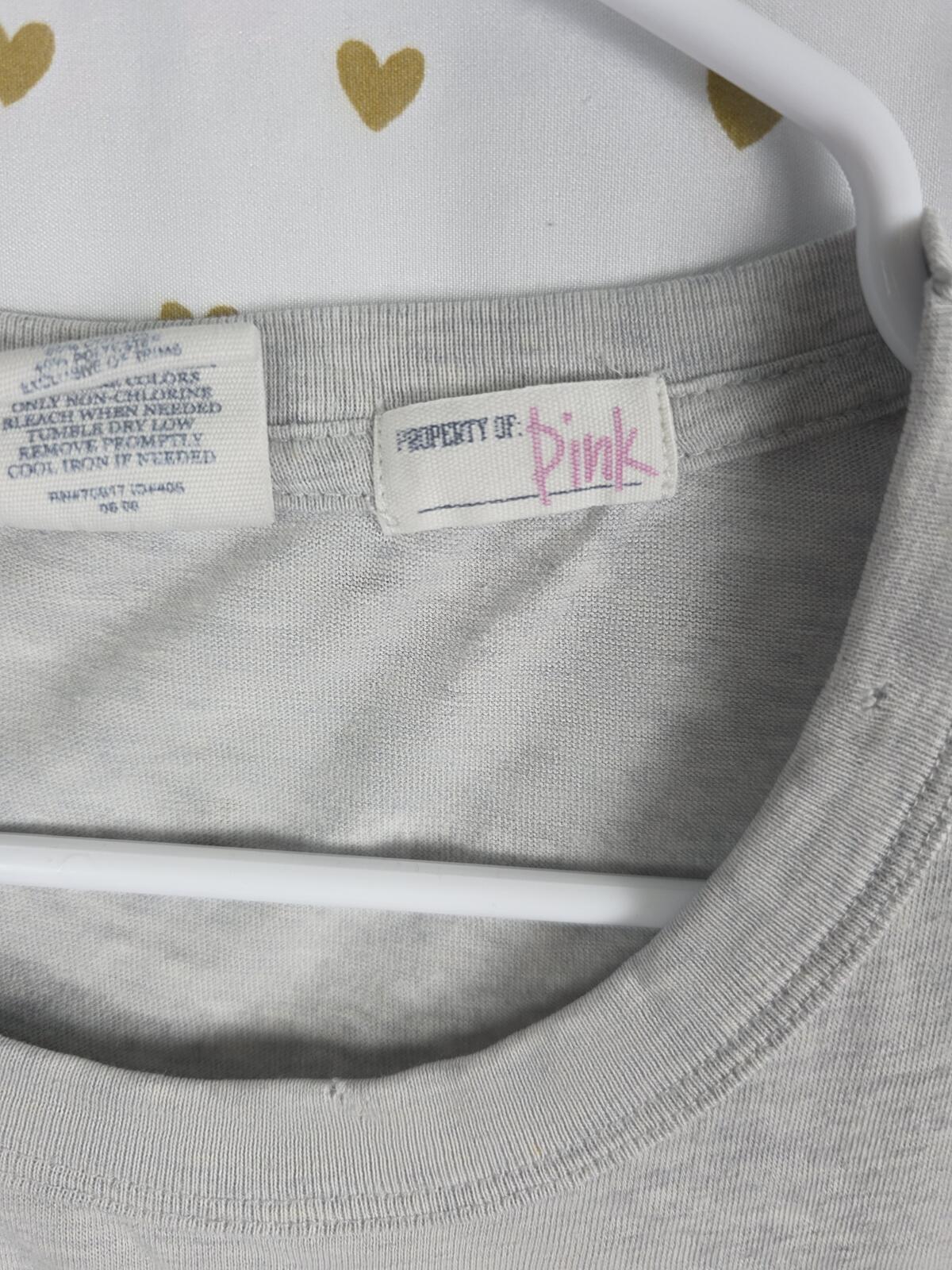 Victorias Secret PINK Vintage Bling Studded Tee shirt LARGE Logo