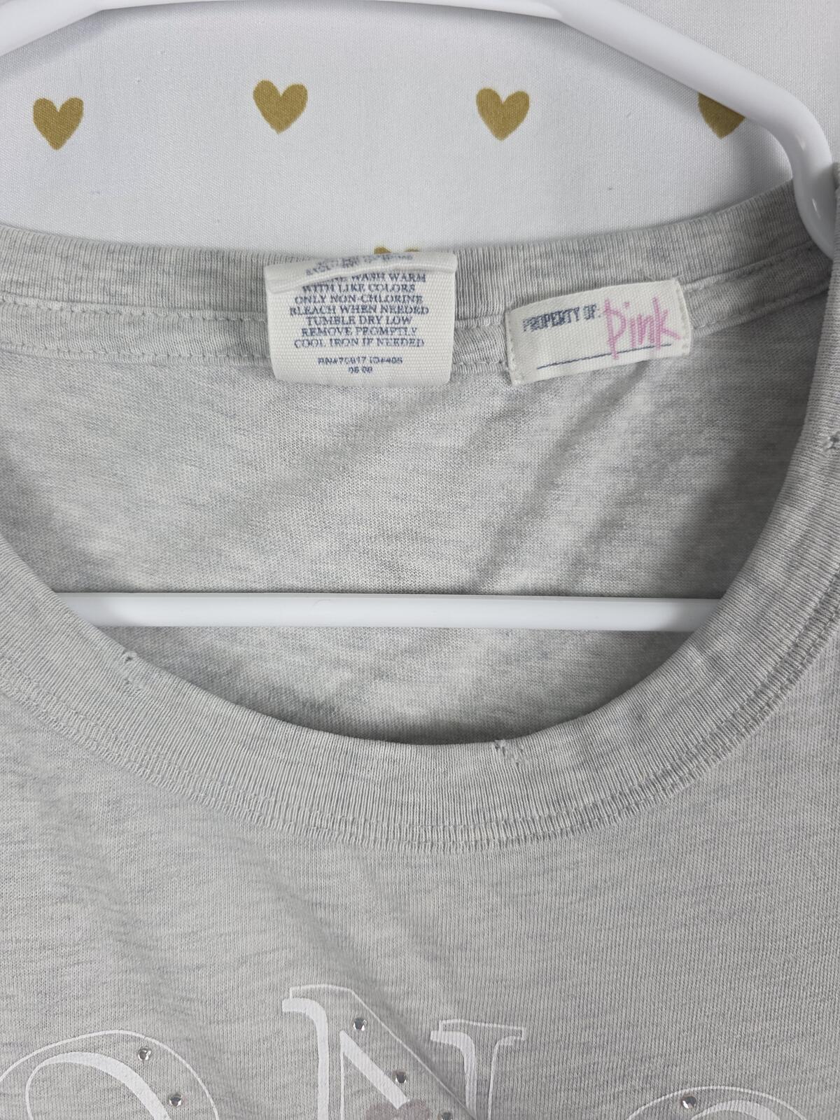 Victorias Secret PINK Vintage Bling Studded Tee shirt LARGE Logo