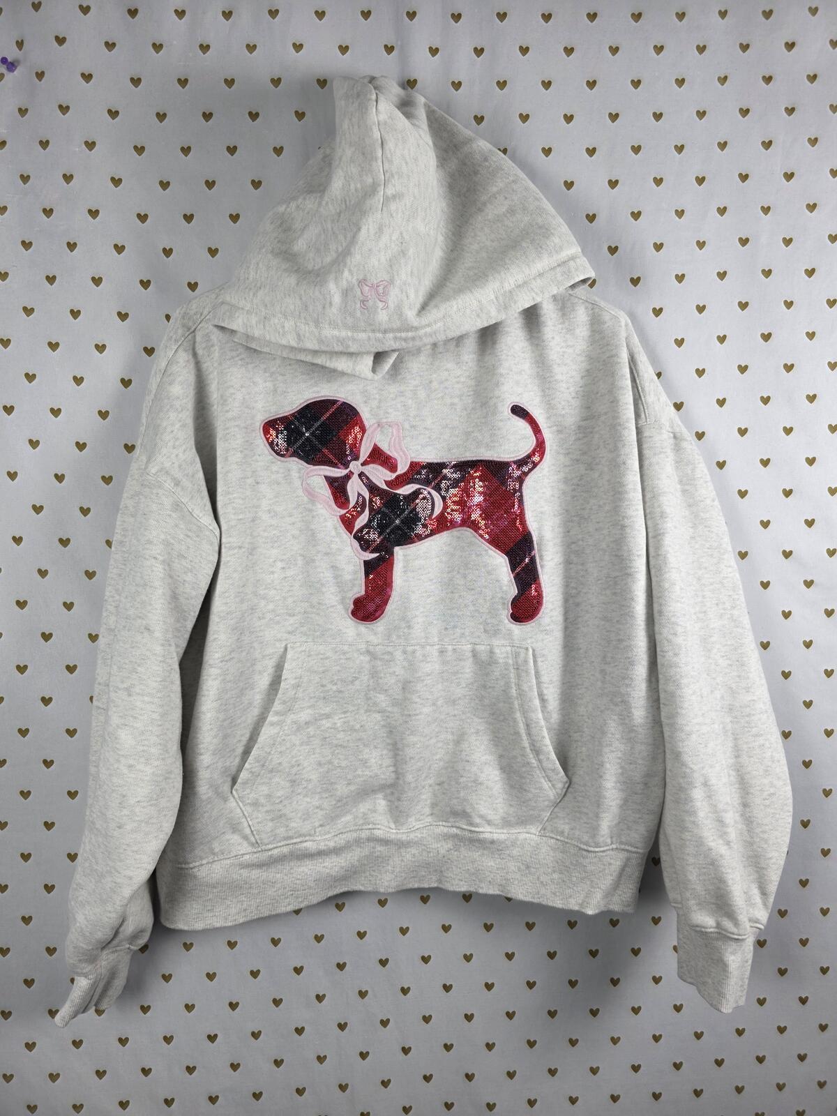 Victorias Secret Pink x LOVESHACKFANCY Bling Puppy Oversized Campus Hoodie MED