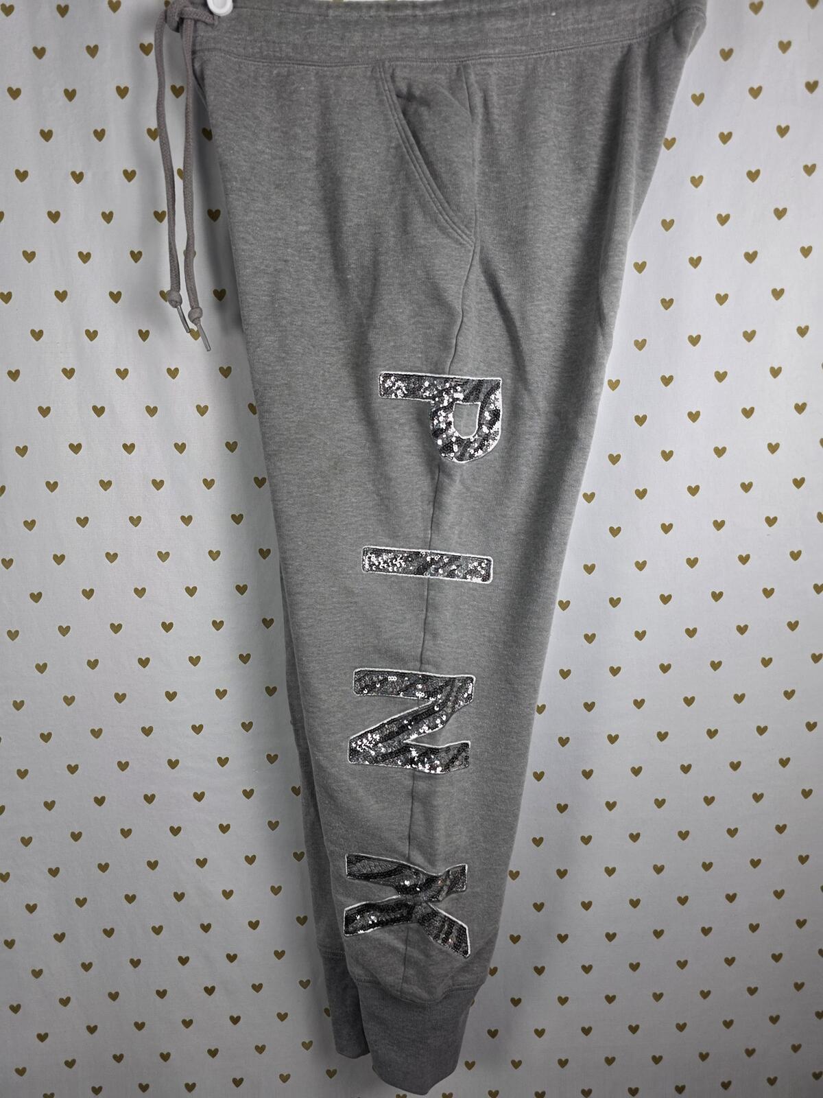 Victorias Secret Pink BLING SET 2pc Hoodie Sweats ZEBRA SEQUINED MEDIUM Outfit