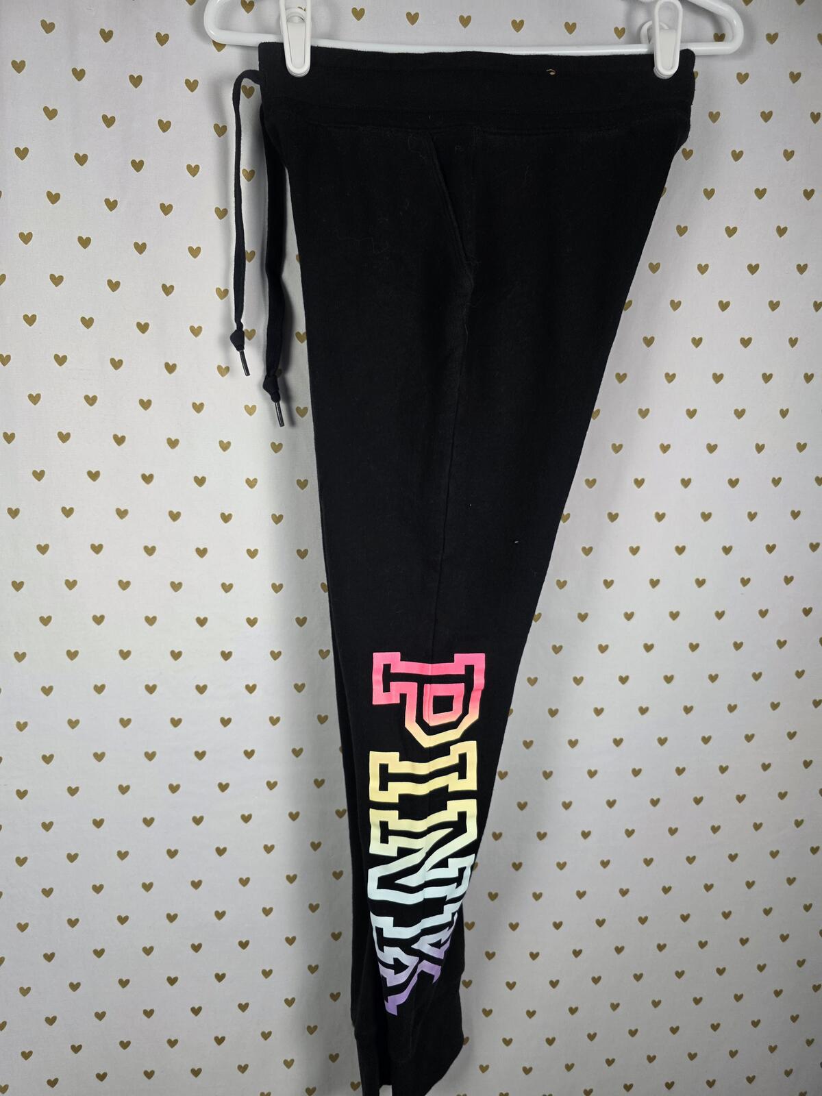 Victorias Secret Pink RAINBOW Gradient Logo SET 2pc Hoodie Sweats XS Sweatpants