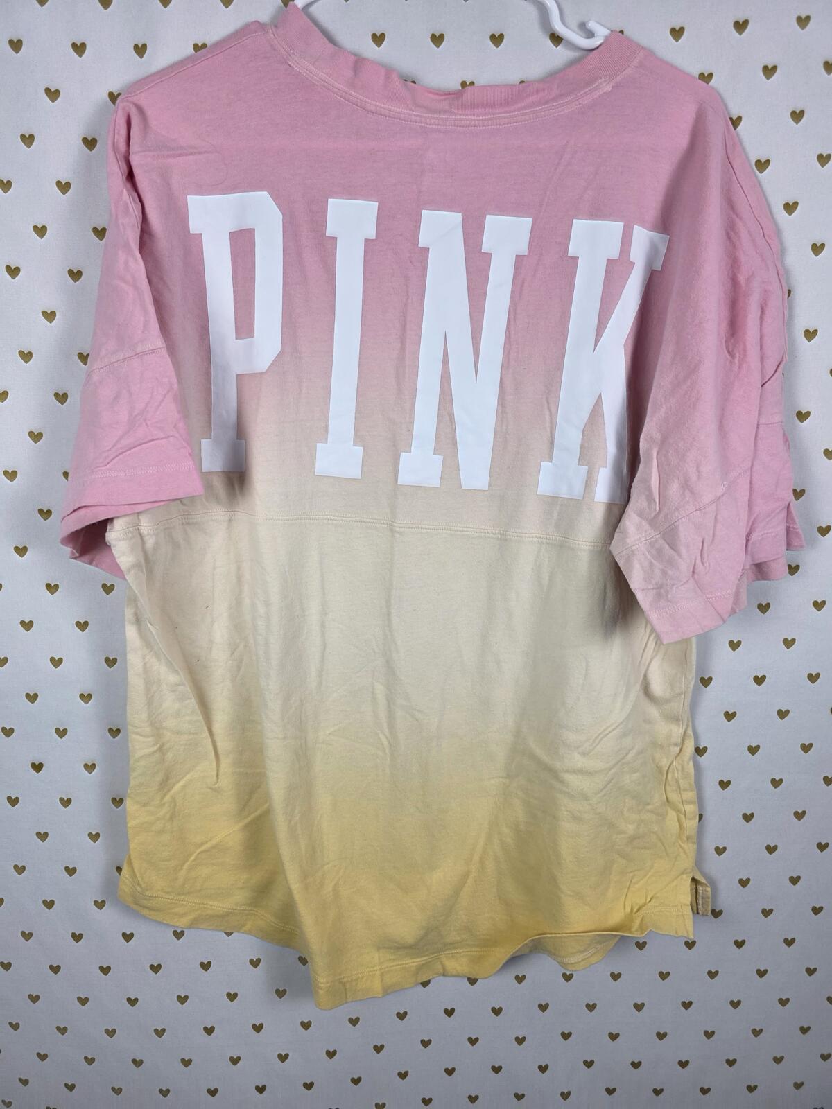 Victorias Secret PINK LOVE Gradient Tee shirt LOGO Oversized MEDIUM