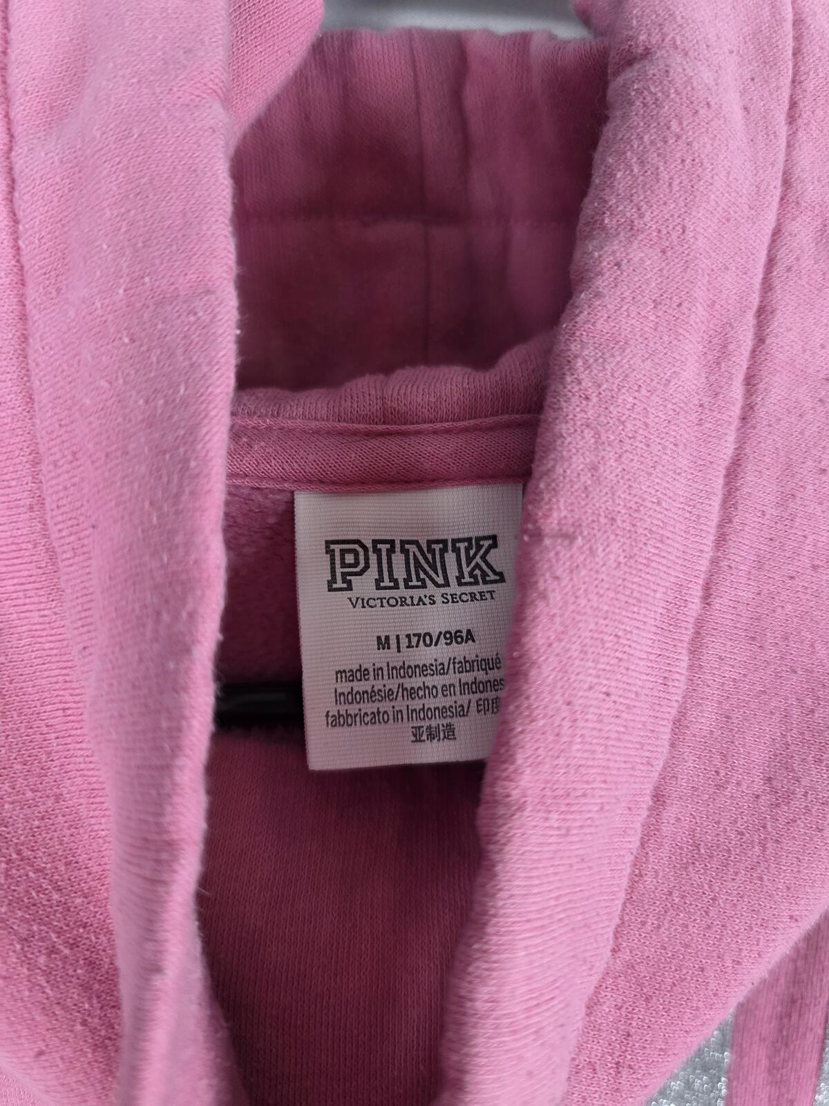 Victorias Secret Pink BLING GLITTER Slouchy Cowl Neck Sweater Shirt Logo MEDIUM