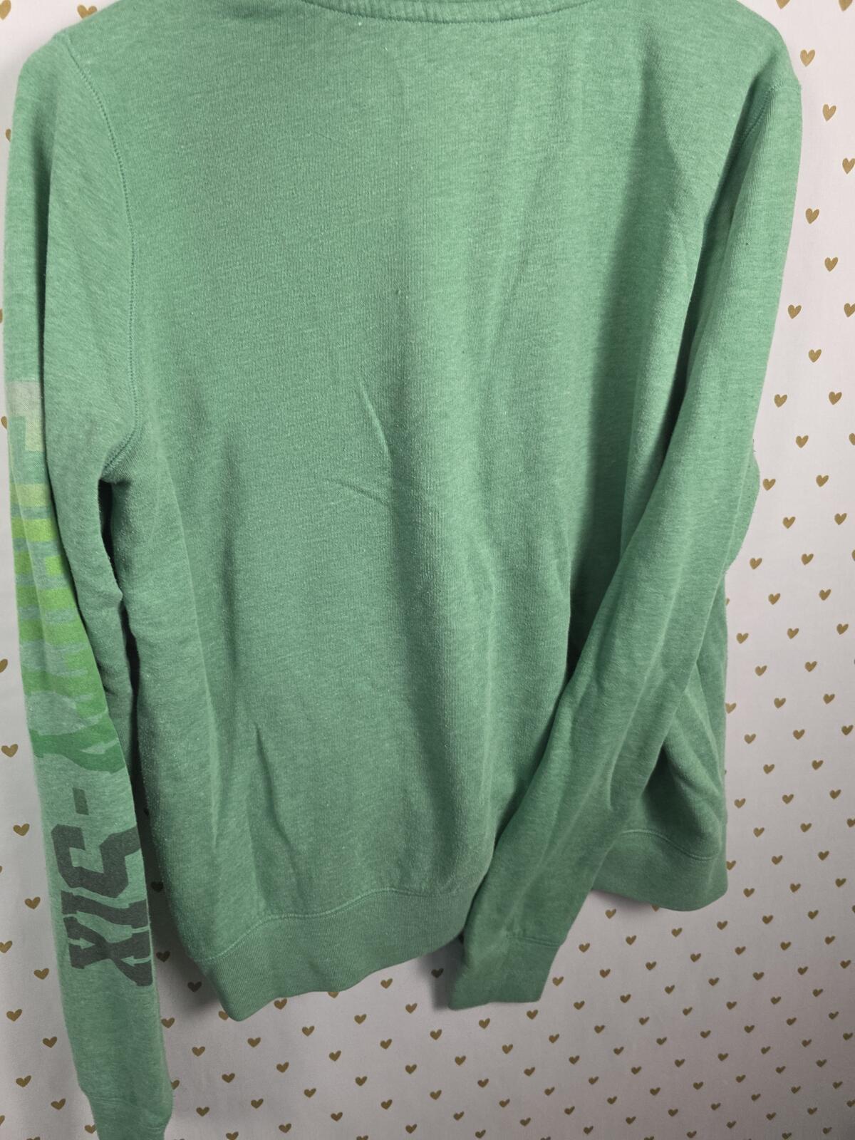 Victorias Secret Pink Green Quarter zip Logo Sweater Shirt MEDIUM