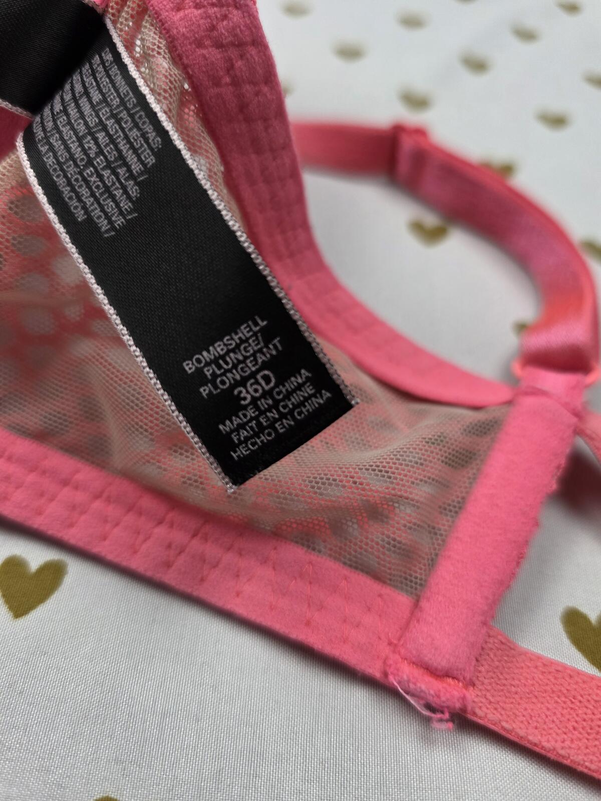 Victorias Secret BOMBSHELL PLUNGE Neon Add 2 Sizes BRA 36D Mesh