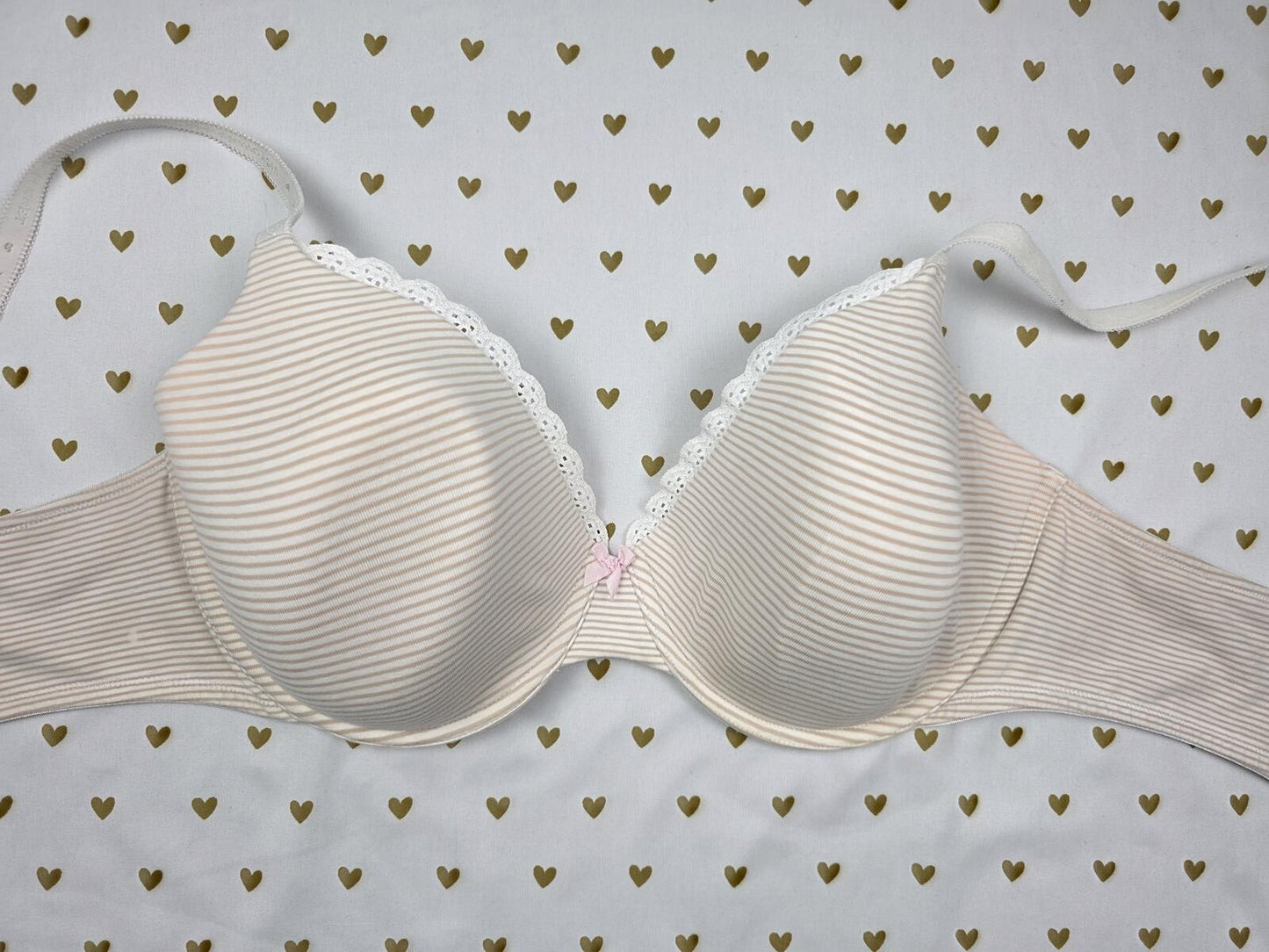 Victorias Secret Striped COTTON 38DD Striped Perfect Coverage Bra