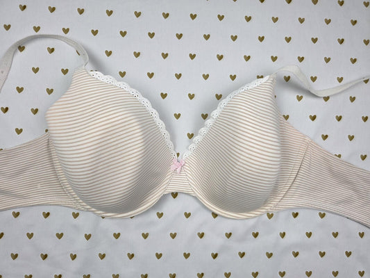 Victorias Secret Striped COTTON 38DD Striped Perfect Coverage Bra