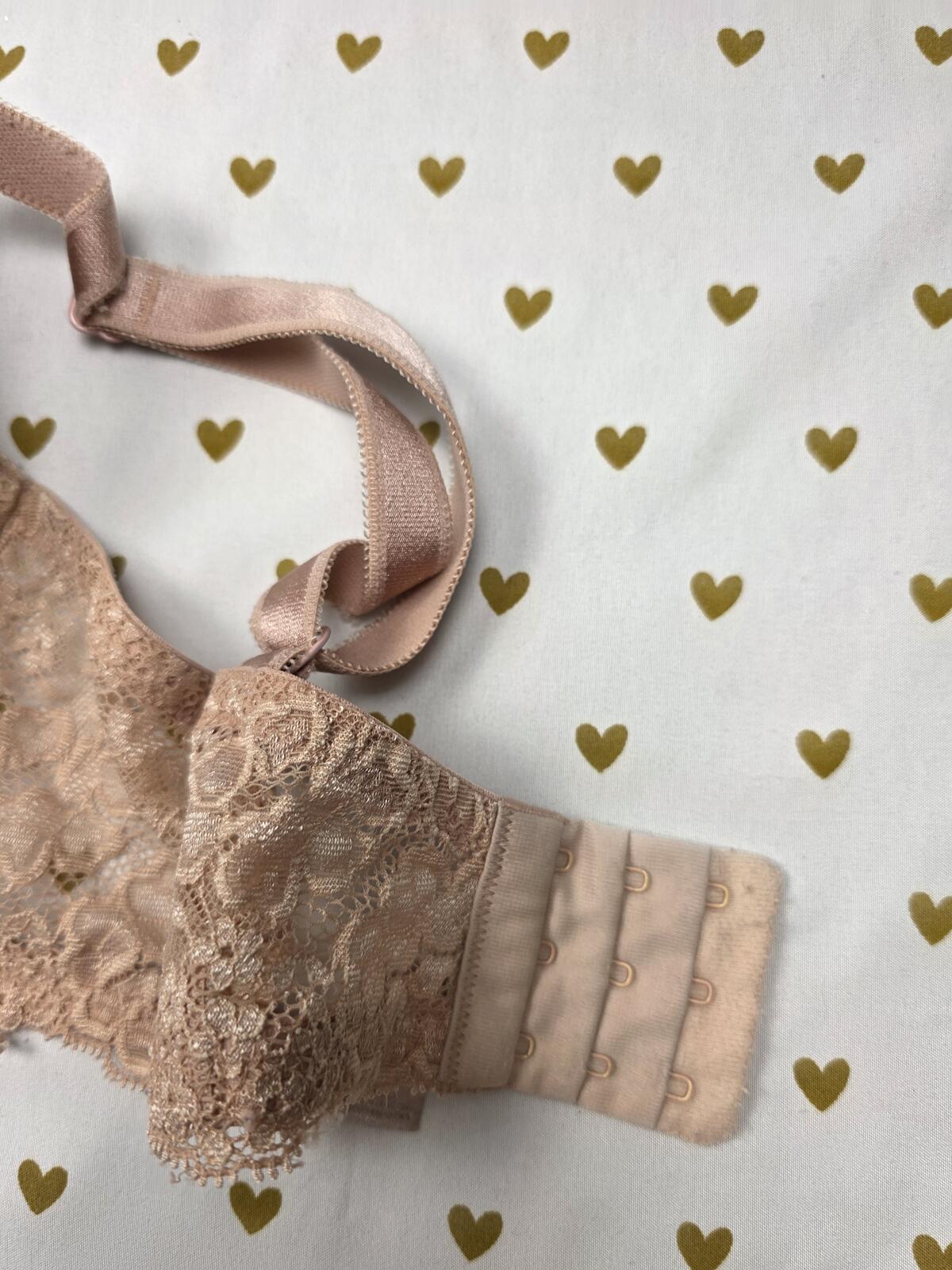 Victorias Secret Beige Lace accend DREAM ANGELS Lined Demi Balconette Bra 38DD
