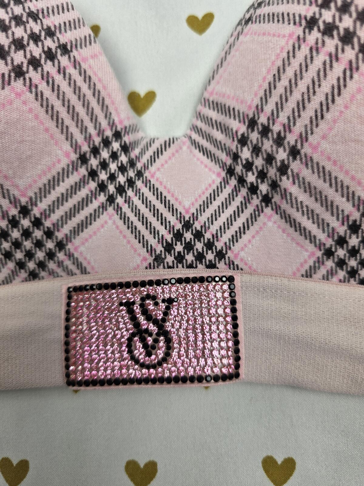 Victorias Secret BLING Plaid Wireless T Shirt Lightly Lined Bra Pink 36B