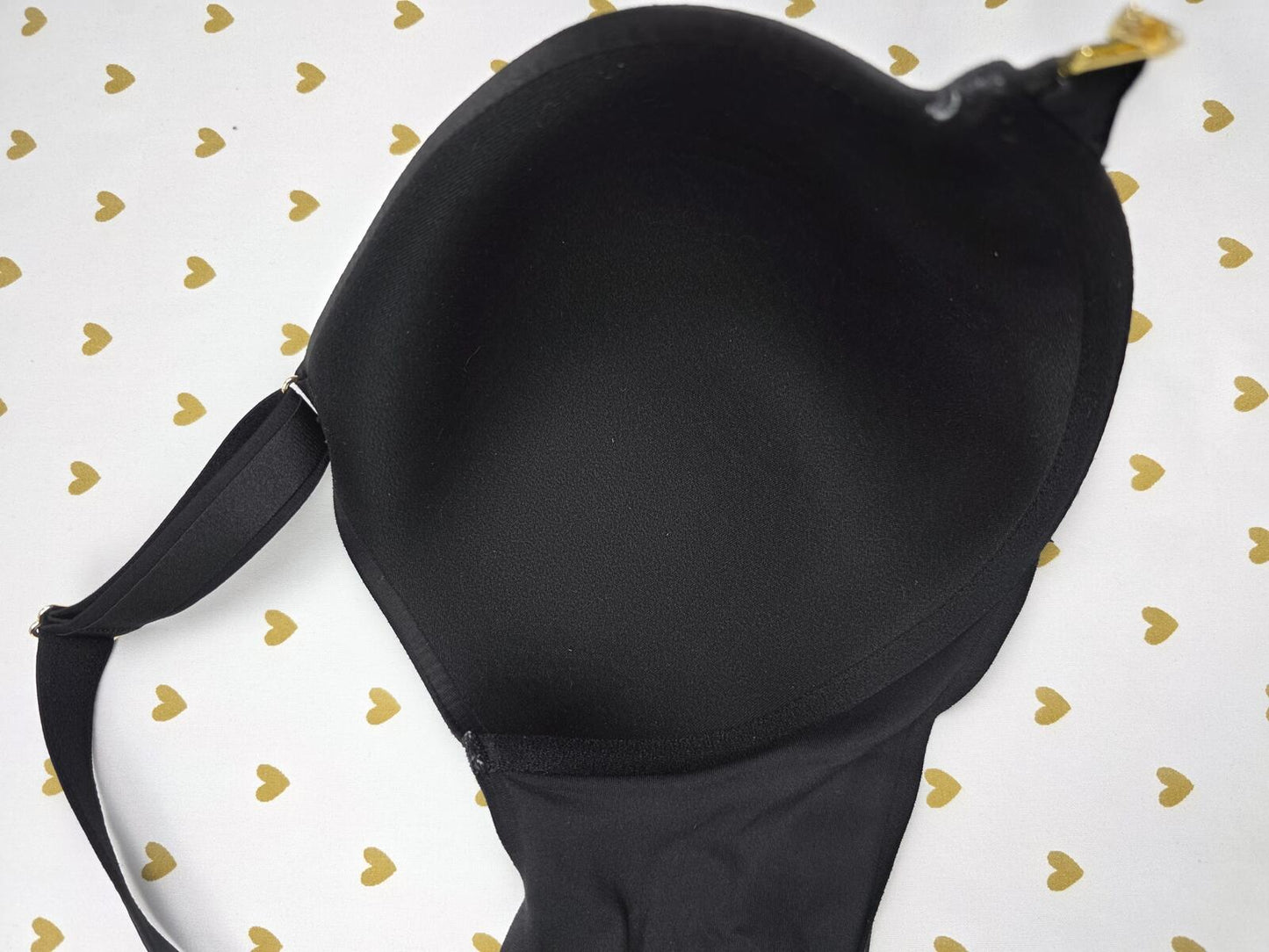 Victorias Secret Black Front Close Satin Perfect Coverage Bra 38DD