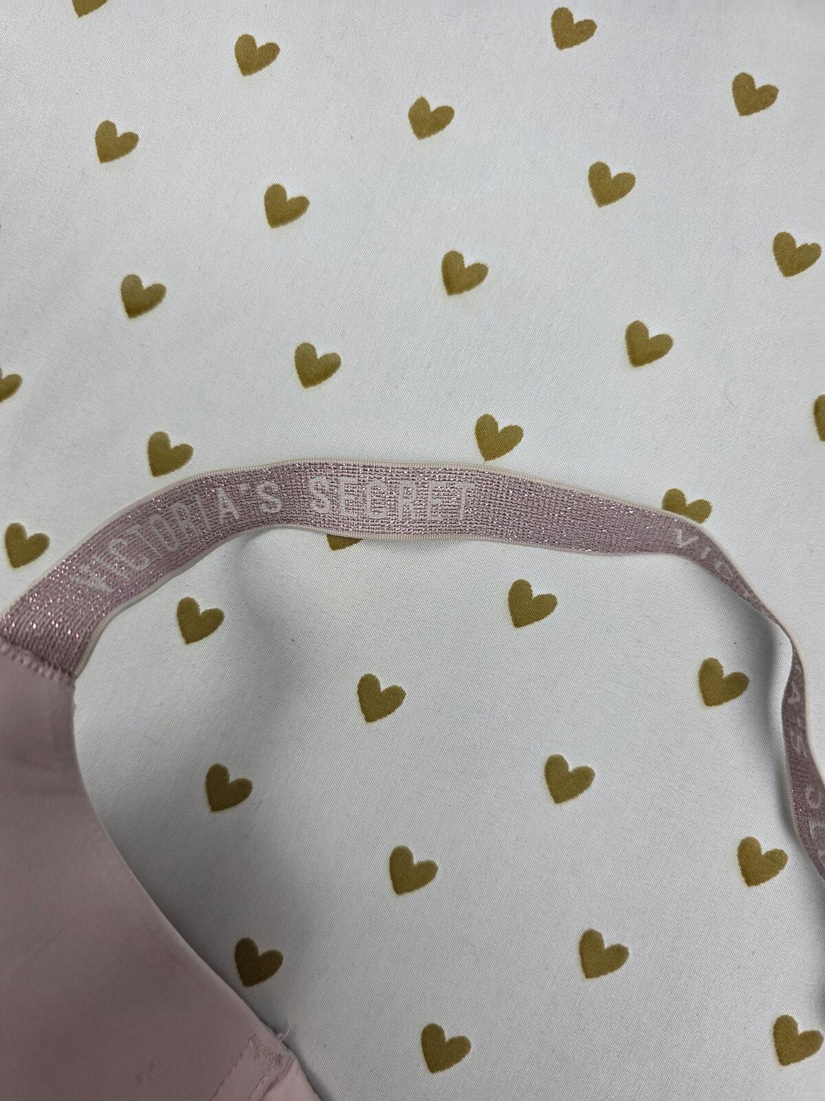Victorias Secret Pink T shirt Logo Strap Lined Demi Balconette Bra 34D