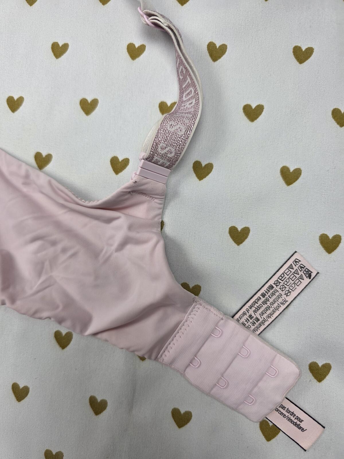 Victorias Secret Pink T shirt Logo Strap Lined Demi Balconette Bra 34D