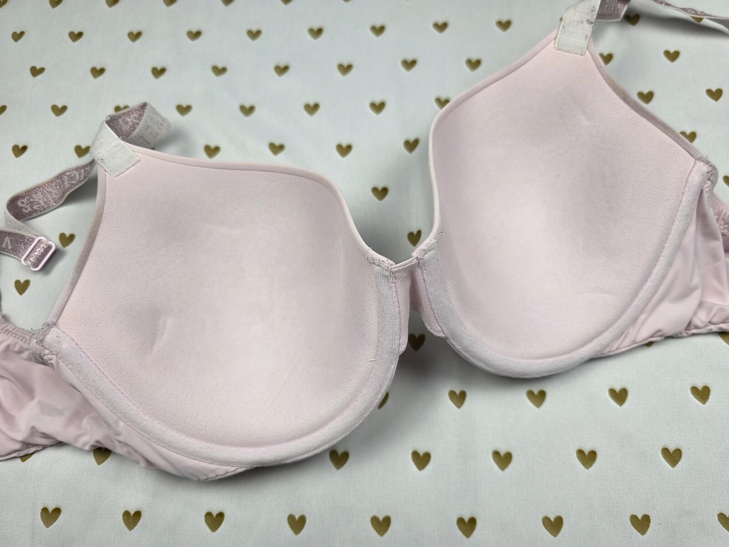 Victorias Secret Pink T shirt Logo Strap Lined Demi Balconette Bra 34D