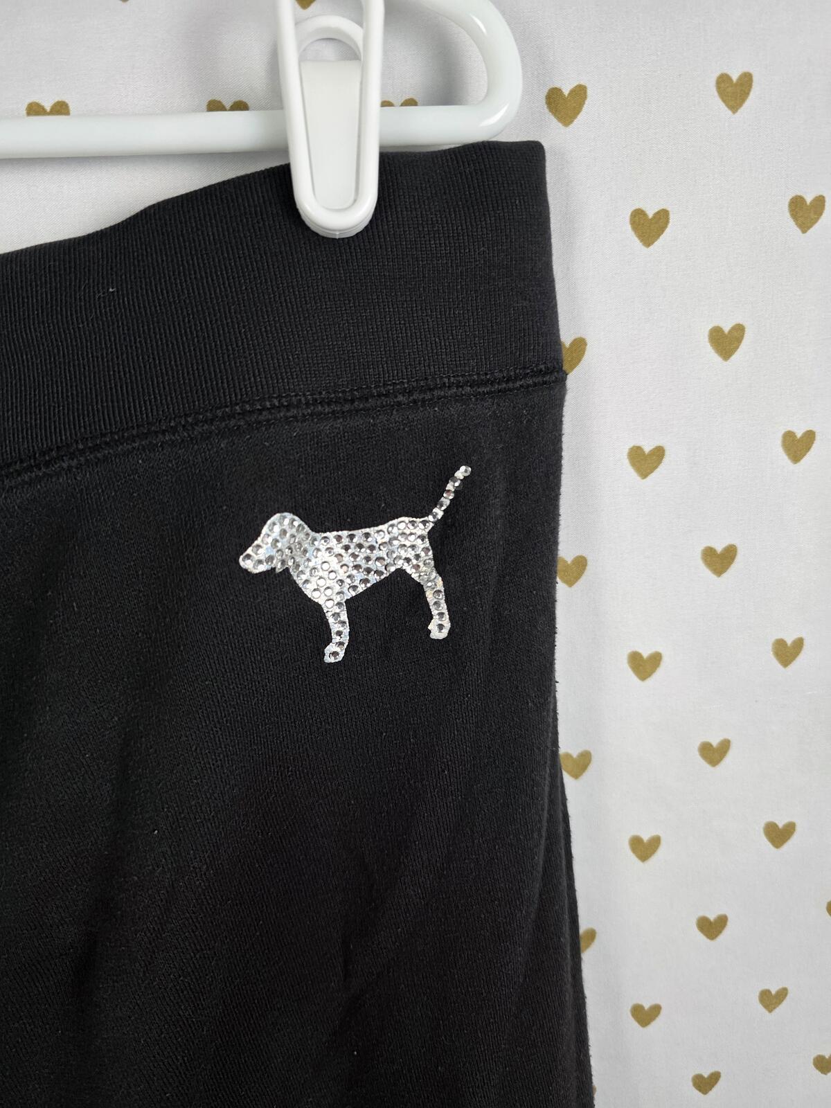 Victorias Secret PINK  BLING STUDDED Vintage Logo Sweats Black Medium