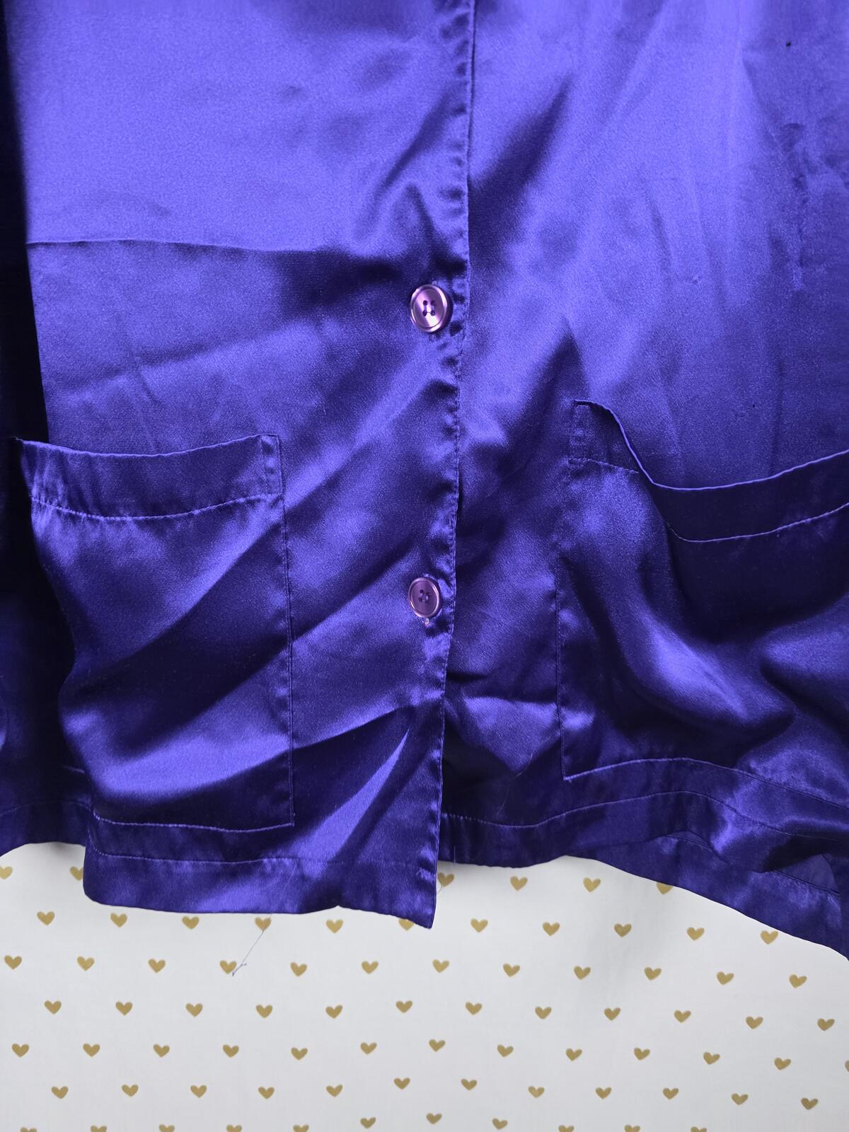 Victorias Secret Purple Vintage SATIN Button Down Sleep Shirt Nightgown XL
