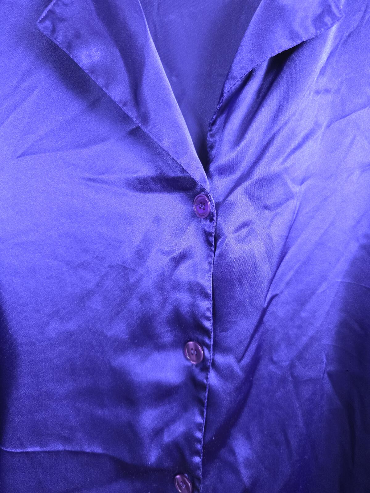 Victorias Secret Purple Vintage SATIN Button Down Sleep Shirt Nightgown XL