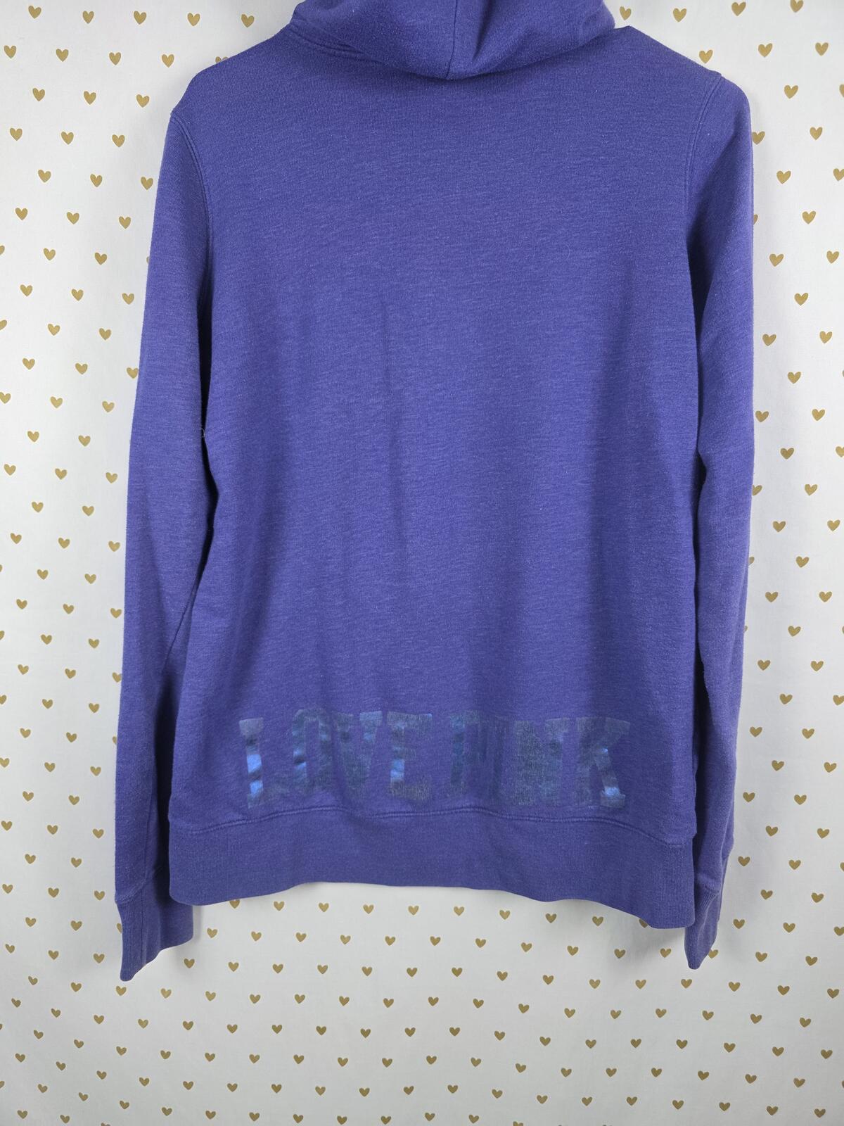 Victorias Secret Pink BLING Blue Sequin Pocket Full Zip Hoodie Vintage medium