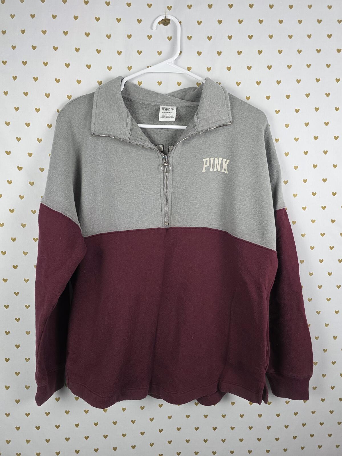 Victorias Secret Pink Quarter Zip colorblock sweater Patchwork XS