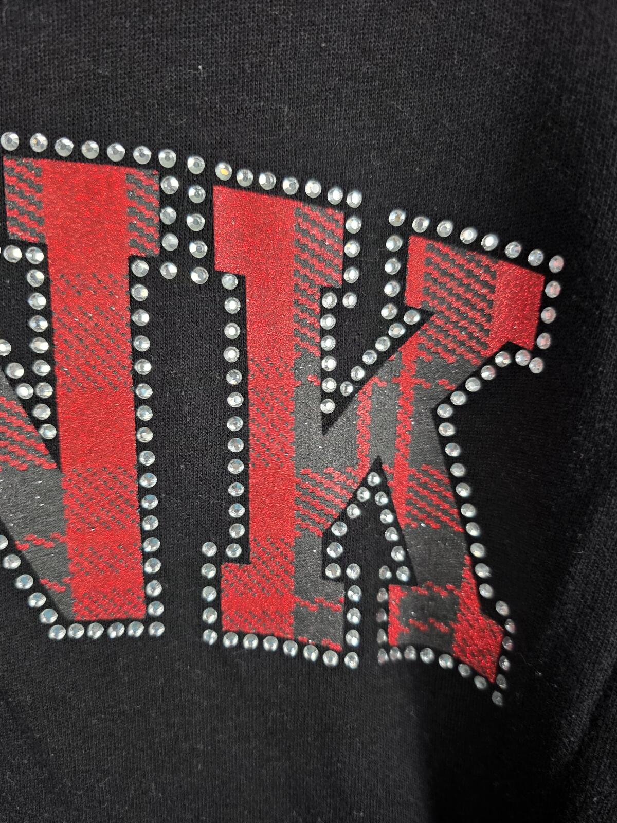 Victorias Secret Pink Plaid BLING Studded Campus Sweater Crew Shirt SMALL