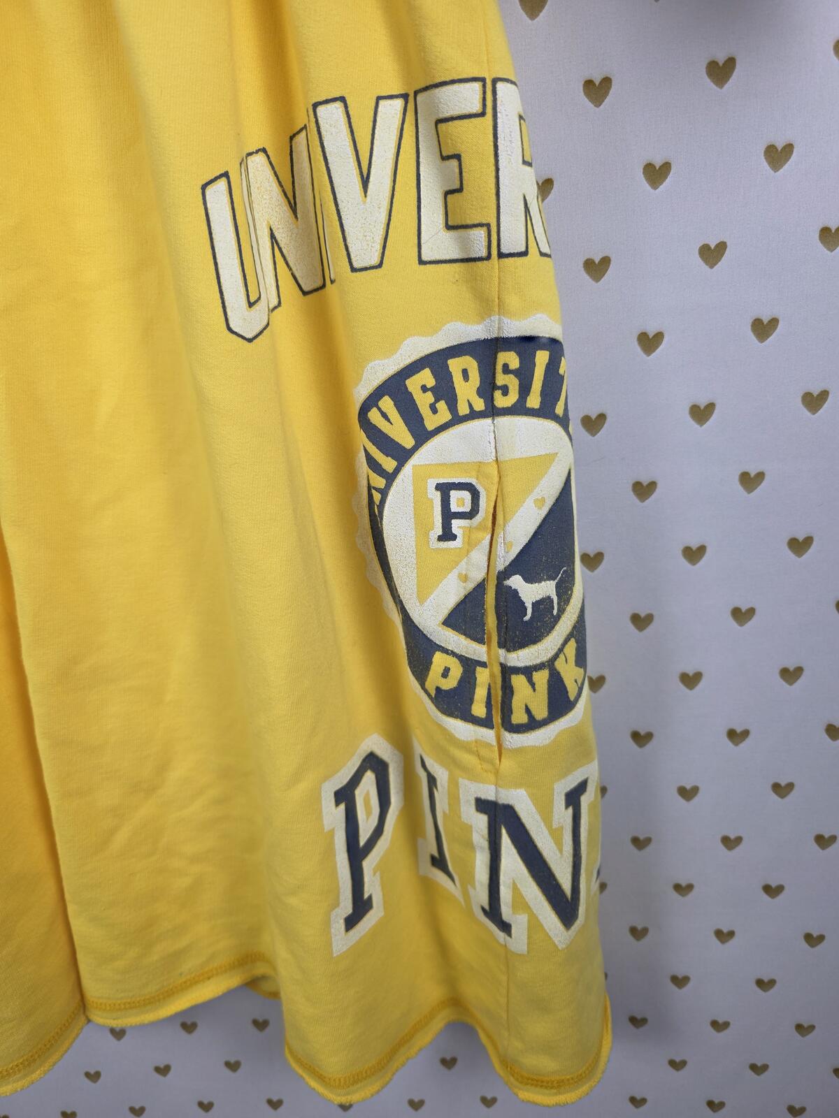 Victorias Secret PINK NEW NWT Terry UNIVERSITY Vintage HTF Dress V Neck yellow M
