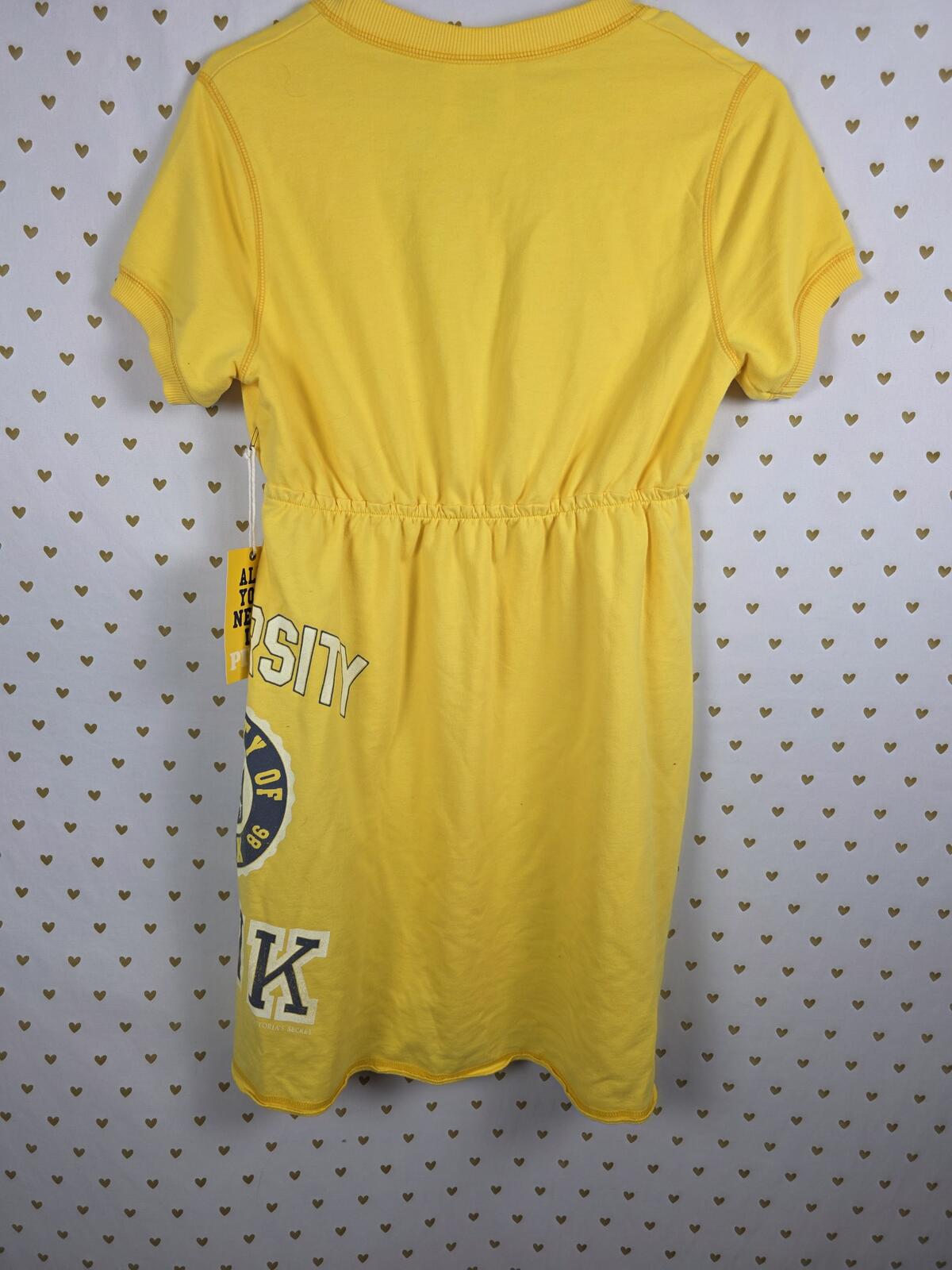 Victorias Secret PINK NEW NWT Terry UNIVERSITY Vintage HTF Dress V Neck yellow M