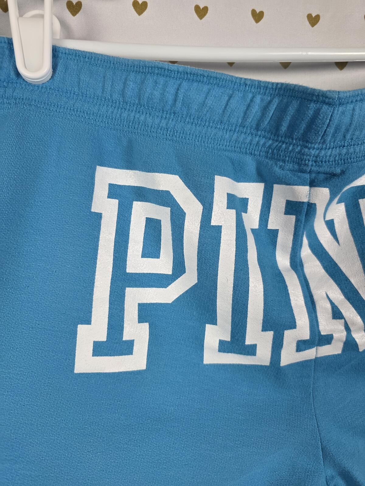 Victorias Secret PINK Logo butt Heart Sweats Sweatpants Blue Vintage Large