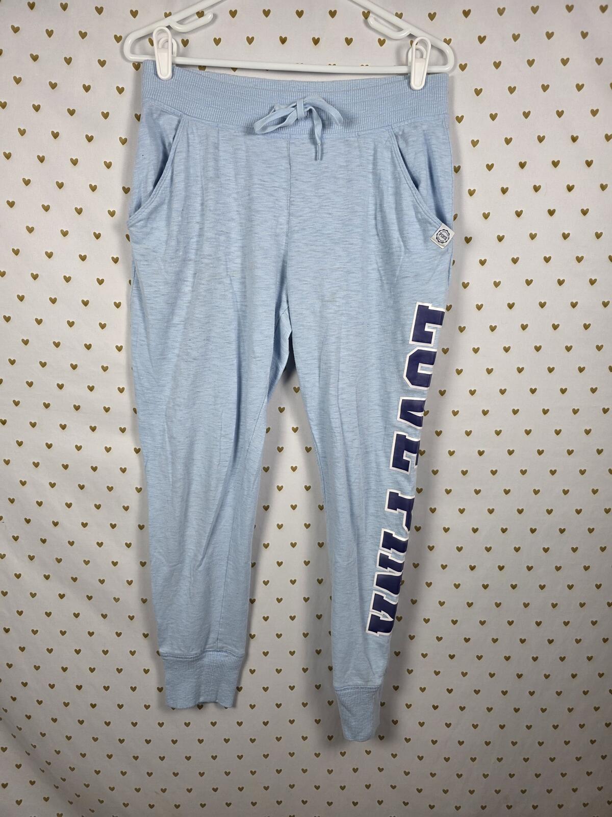 Victorias Secret PINK LOVE Blue Medium Tapered Joggers Sweats Sweatpants