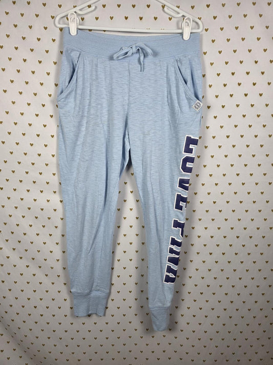 Victorias Secret PINK LOVE Blue Medium Tapered Joggers Sweats Sweatpants